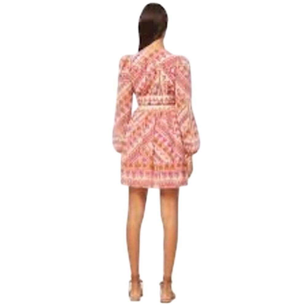 NWT - MISA Los Angeles Rana Dress Pink Orange Geo Mini Long Sleeve Women’s M - Picture 2 of 12